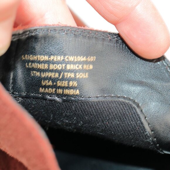 Crevo Womens Leighton Boot Size 9.5 Red Suede Bootie Block Heel Boho Distressed - Picture 11 of 12